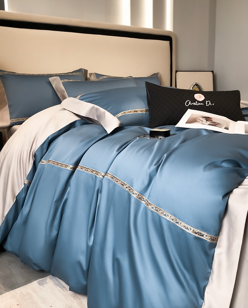 Conjunto de cama com capa de edredom de 4 peças, 100% algodão orgânico, tecido macio e respirável, inclui capa de edredom e fronhas para um sono confortável de 2025 por $150.99 –P6