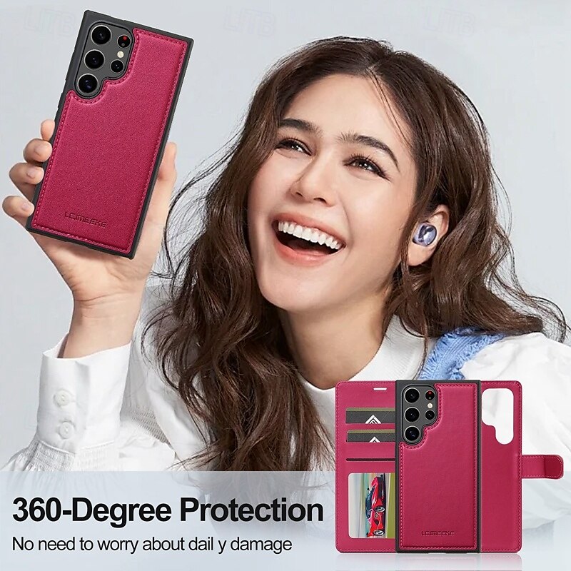 Phone Case For Samsung Galaxy S24 Ultra Plus S23 Ultra Plus S22 Plus  Ultra S21 FE A55 A35 A25 A15 5G A54 A34 A14 S20 FE S25 Ultra Back Cover Wallet Case with Stand Holder Detachable with Wrist Strap 2025 - $21.99 –P9