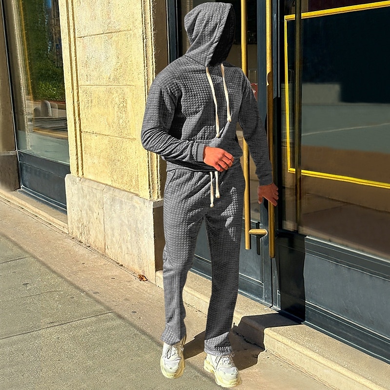 Per uomo Felpa con cappuccio Tuta Da Ginnastica Tuta da ginnastica Nero Bianco Verde militare Cachi Grigio scuro Con cappuccio Liscio A cordoncino 2 pezzi Tasca frontale Sportivo Giornaliero Per del 2025 a $39.99 –P6