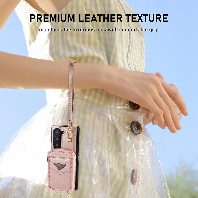 Phone Case For Samsung Galaxy Z Fold 6 Wallet Case with Stand Holder Zipper Full Body Protective Retro Genuine Leather 2025 - $33.99 –P13