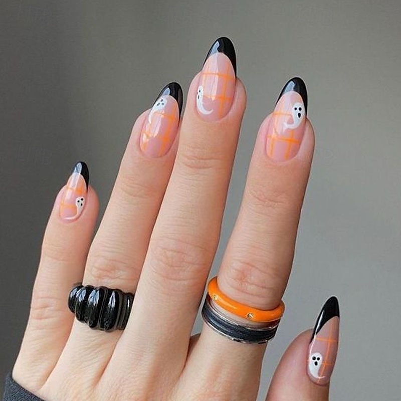 1conjunto Resina Clássico Melhor qualidade Criativo Moda dia das Bruxas Festa / Noite Festival Unhas postiças para Unha de Dedo de 2025 por $10.99 –P11