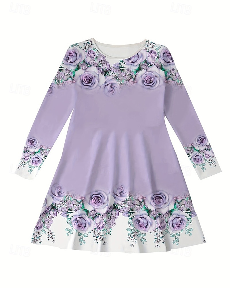 Easter Girls' 3D Floral Graphic Dress Long Sleeve Summer Spring Vacation Daily Holiday Princess Beautiful Sweet Kids 4-12 Years Casual Dress A Line Dress Knee-length Regular Fit 2026 - $16.99 –P2
