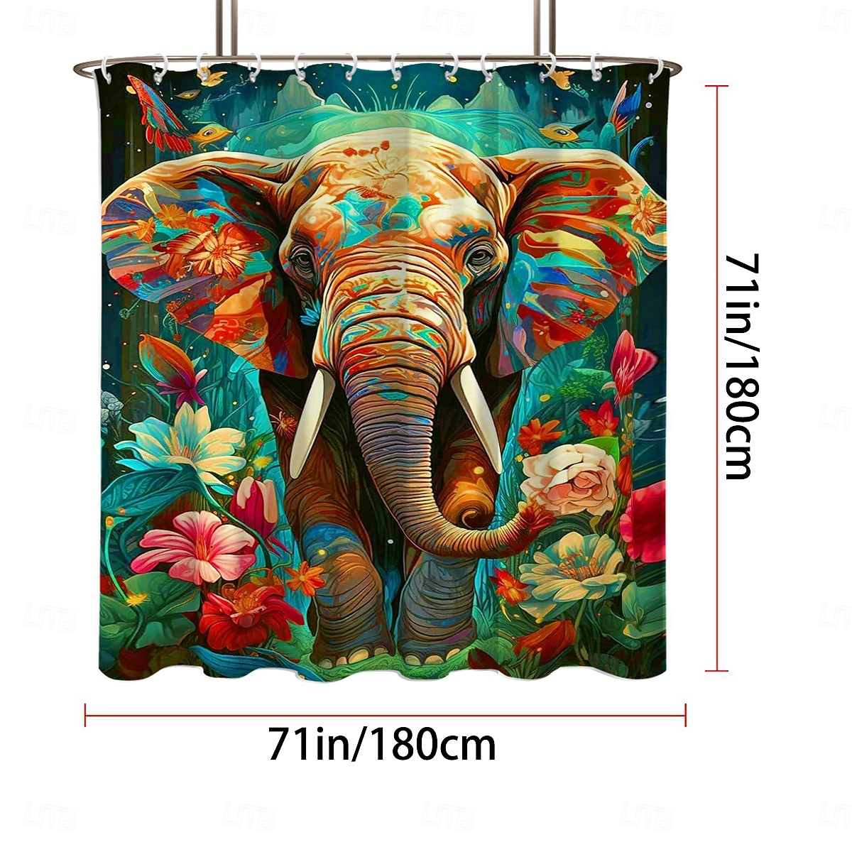 Zasłona prysznicowa z haczykami 180cm*180cm (70"*70") z poliesteru zmywalna wodoodporna z wzorem do dekoracji łazienki z motywem zwierząt i kwiatów 2025 - $19.99 –P14