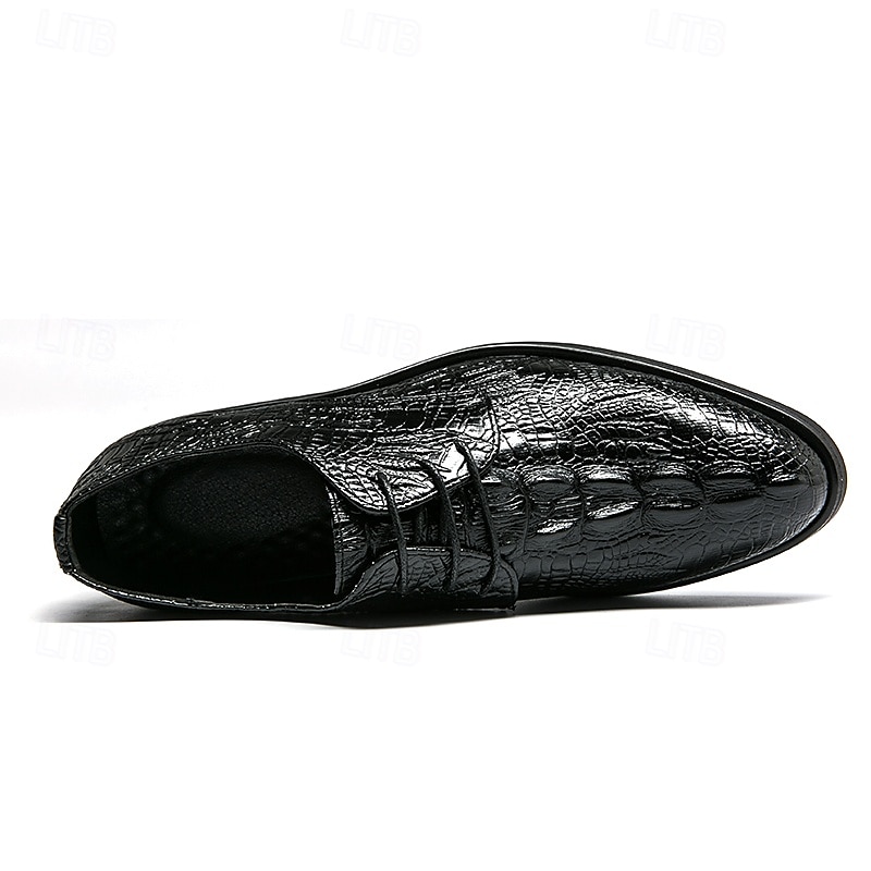 herenschoenen met krokodillenmotief Oxford - imitatieleren veterschoenen voor formele gelegenheden voor zakelijke en speciale gelegenheden 2025 - $42.99 -P8