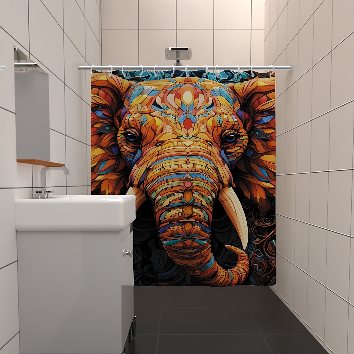 Zasłona prysznicowa z haczykami 180cm*180cm (70"*70") z poliesteru zmywalna wodoodporna z wzorem do dekoracji łazienki z motywem zwierząt i kwiatów 2025 - $19.99 –P5