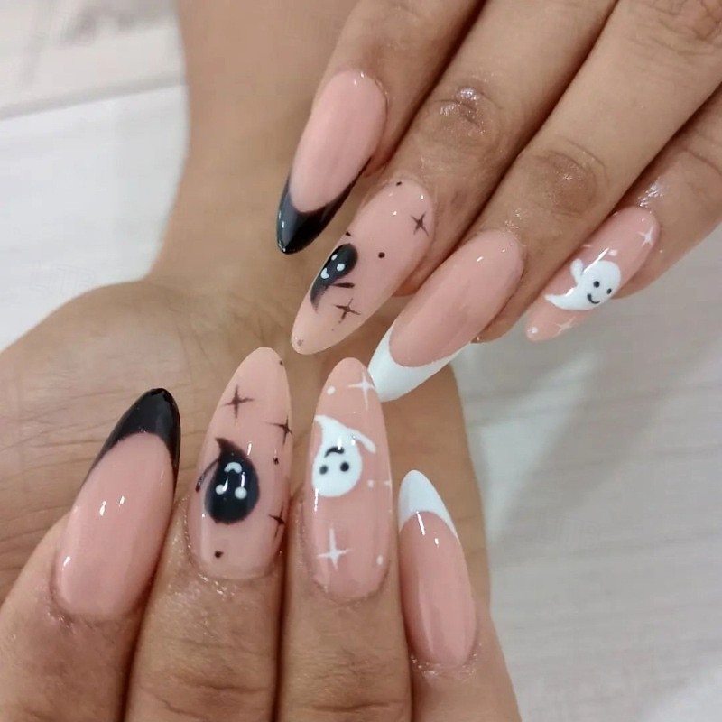1conjunto Resina Clássico Melhor qualidade Criativo Moda dia das Bruxas Festa / Noite Festival Unhas postiças para Unha de Dedo de 2025 por $10.99 –P8