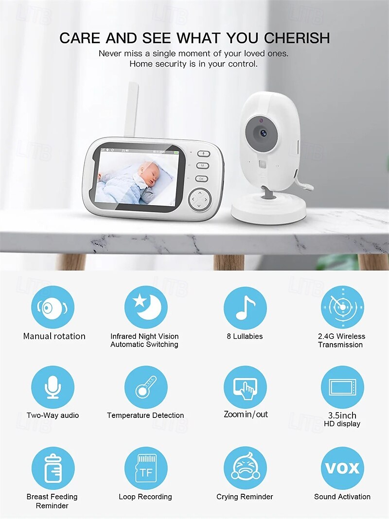 Baby Monitors 3.5HD Digital Device Child Safety Surveillance Camera Video Night Vision Music Detection Monitors 2025 - $79.99 –P1