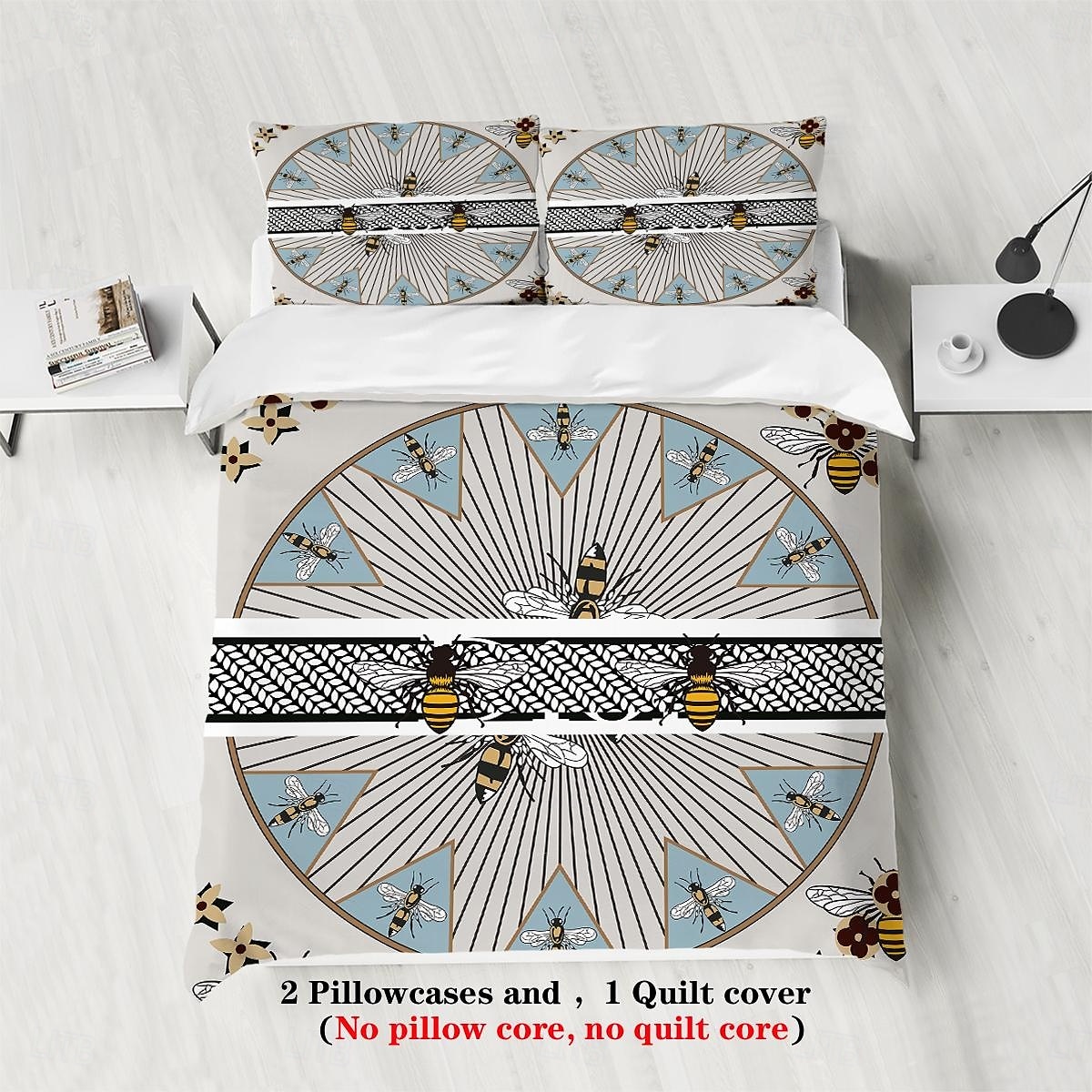 Luxury Geometric Color Block Abstract Bee 3-Piece Duvet Cover Sets Bedding Set - Elegant and Modern Design - Includes Duvet Cover and Pillowcases - Soft and High-Quality Fabric - Perfect for a Chic and Stylish Bedroom Look - Easy to Clean and Maintain 2025 - $30.99 –P10