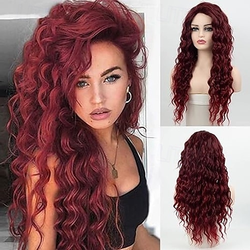 perruque longue bouclée ondulée pour femme marron avec reflets perruque bouclée cheveux ondulés lâches perruque synthétique sans colle résistante à la chaleur pour une utilisation quotidienne en de 2025 ? $20.99 –P2