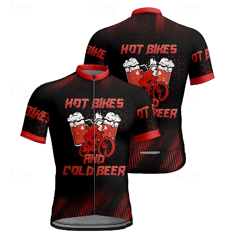 Men's Cycling Jersey Letter & Number Beer Short Sleeve Bike Tee Tshirt Jersey with 3 Rear Pockets Mountain Bike MTB Quick Dry Anatomic Design Wicking Breathable Sports Yellow Red Blue Clothing Apparel 2026 - $30.99 –P16