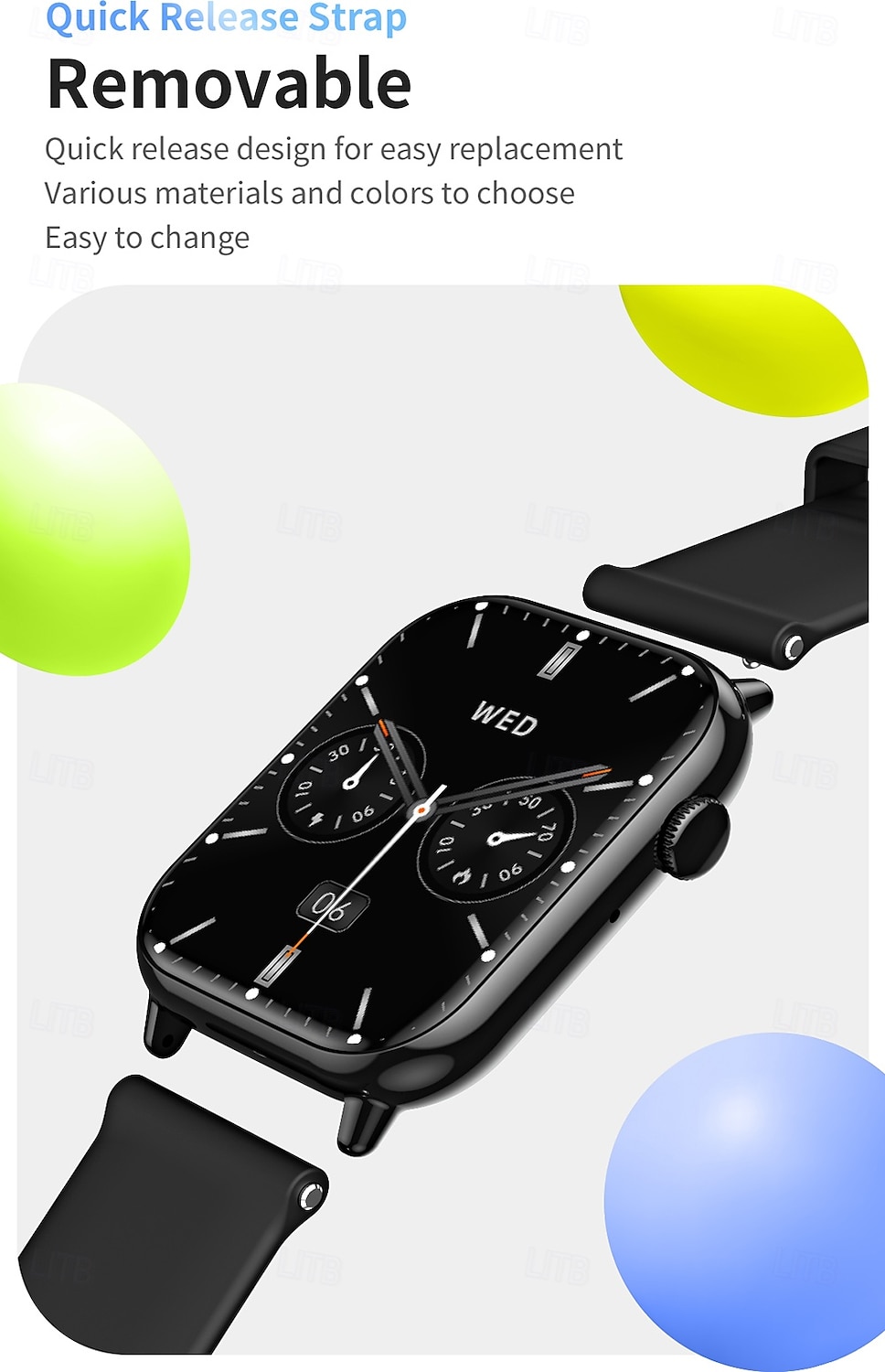 iMosi HD15 Smart Watch 1.75 inch Smartwatch Fitness Running Watch Bluetooth Pedometer Call Reminder Activity Tracker Compatible with Android iOS Women Men Hands-Free Calls Waterproof Media Control 2025 - $37.99 –P6