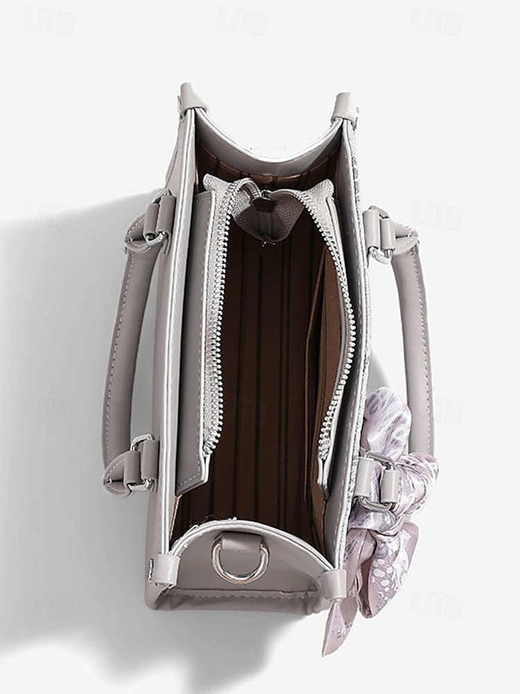 elegante borsa da donna in argento con stampa floreale in rilievo e fiocco oversize | borsa a tracolla versatile per eventi serali e uso quotidiano del 2025 a $26.99 –P2