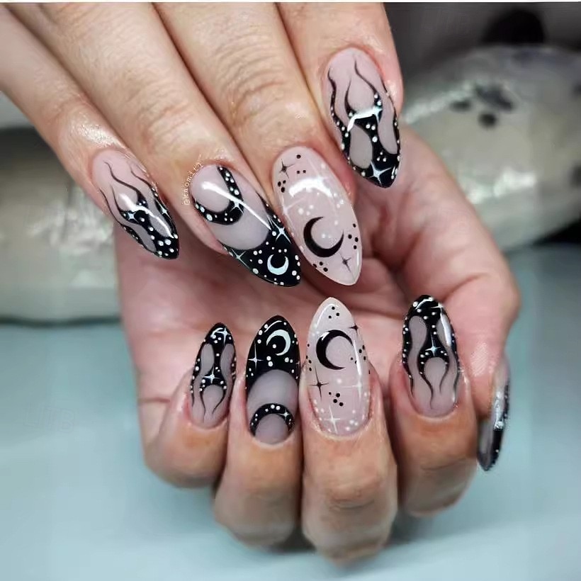 1conjunto Resina Clássico Melhor qualidade Criativo Moda dia das Bruxas Festa / Noite Festival Unhas postiças para Unha de Dedo de 2025 por $10.99 –P12