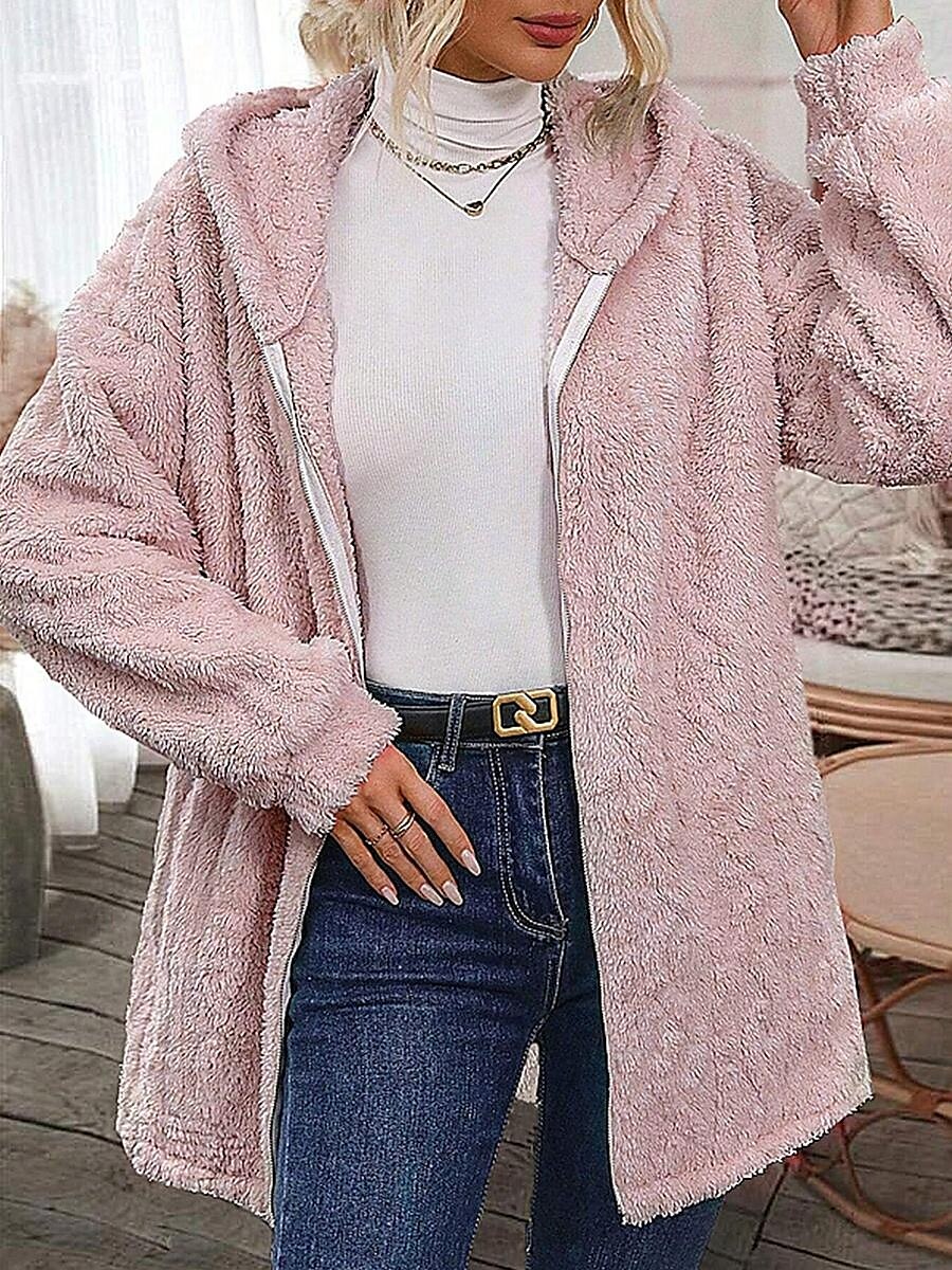 Femme Veste décontractée Chaud Confortable Ajustable Mode Couleur unie Athleisure du quotidien Ouvrir le devant Normal Col rabattu Standard manche longue Vêtements d'extérieur Rose Claire Printemps de 2025 ? $50.99 –P3
