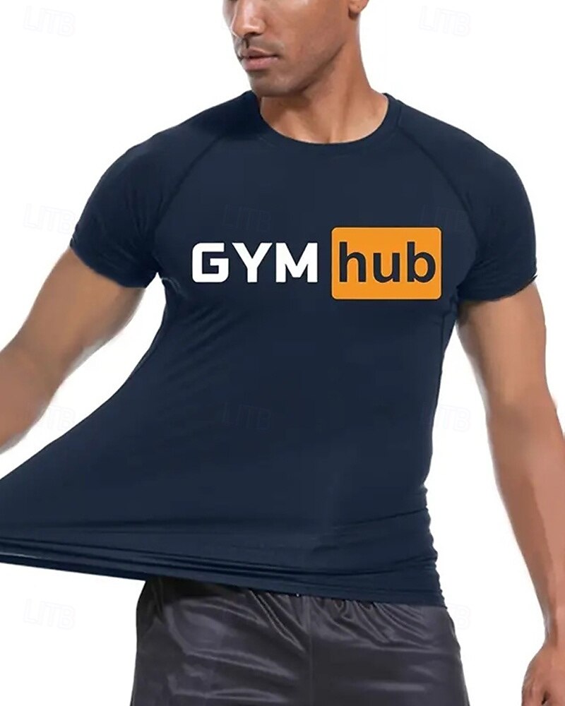 Муж. Компрессионная футболка Спортивная рубашка Фитнес-рубашка С короткими рукавами Футболка Футболка Повседневные Одежда для спорта и отдыха Буквы Быстровысыхающий Высокая растяжка Дышащий 2025 - $15.49 –P4