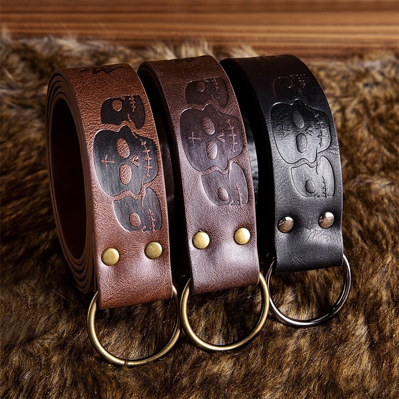 Herren Gürtel Hüftgurt Schwarz Braun PU Aleación Retro Einstellbar Totenkopf Motiv Kürbis Halloween Täglich 2025 - $14.99 –P13