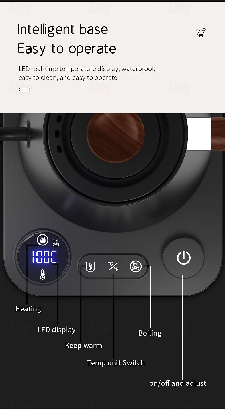 Electric Gooseneck Kettle Fast Water Boiler Stainless Steel Inner Temperature Control LCD Display Auto Shut Off 0.9L Pour Over Coffee and Tea Kettle 2025 - $77.99 –P6