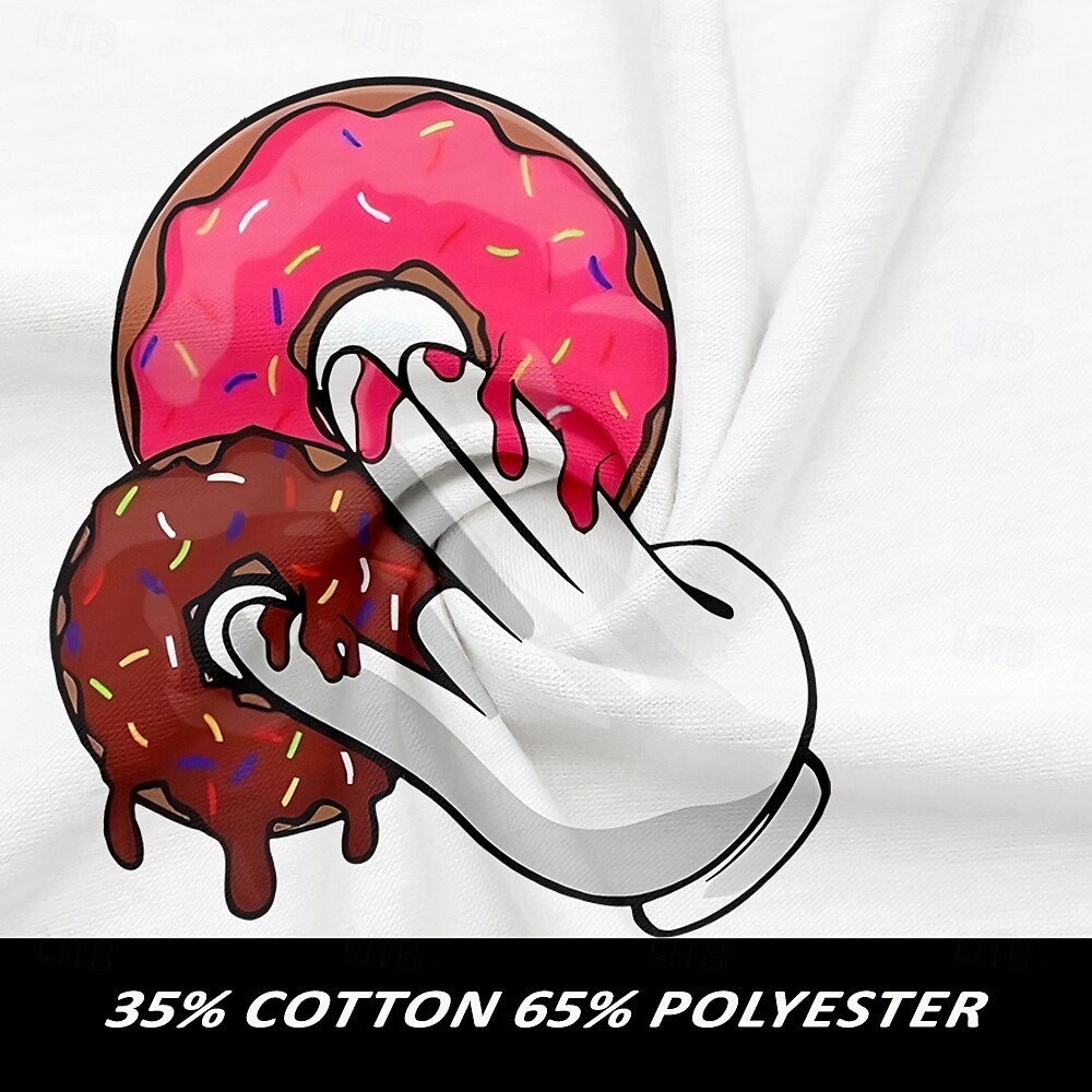 Men's Funny Donuts T Shirt Tee Top Cotton Short Sleeve Graphic Shirt Black White Army Green Comfortable Tee Street Sports Outdoor Fashion Designer Clothing 2025 - $15.99 –P6