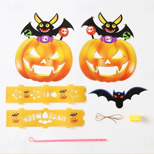 decorazioni lanterna zucca di Halloween - luce notturna fai da te, oggetti di scena fatti a mano, lanterna portatile per bambini per giochi in costume, allestimento per atmosfera festosa del 2025 a $9.99 –P5