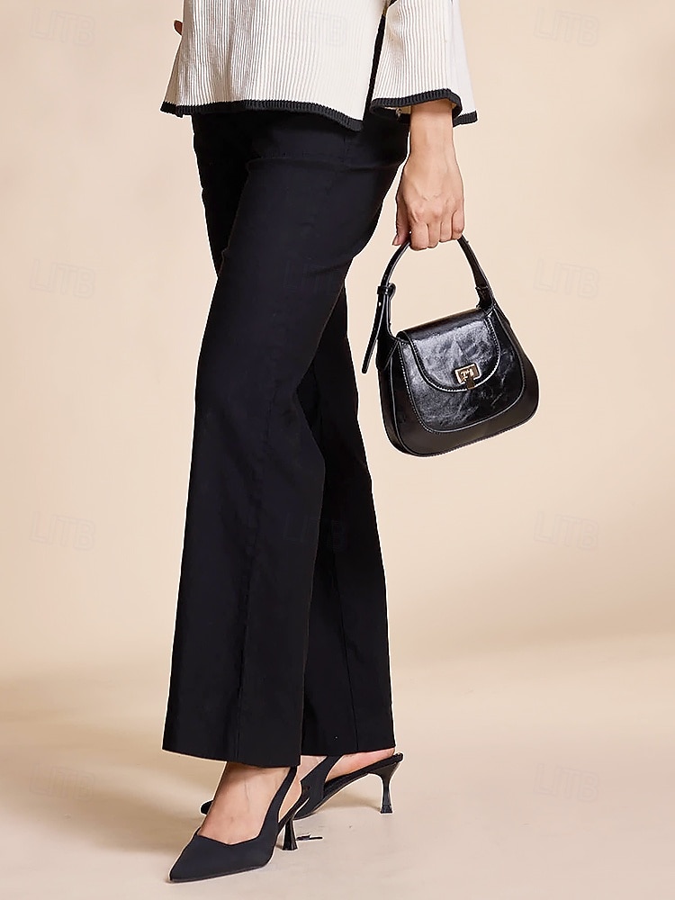 Bolso de mano clásico de piel negra para mujer: elegante cierre de solapa con herrajes en tono dorado, perfecto para uso profesional y de noche. 2026 - $34.99 –P1