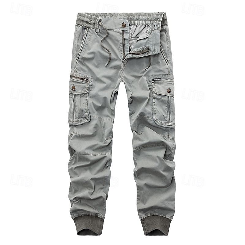 Men's Cargo Pants Joggers Tactical Pants Trousers Buttons Multi Pocket Elastic Cuff Plain Wearable Outdoor Daily Camping & Hiking Fashion Classic Black Wine 2025 - $40.99 –P4