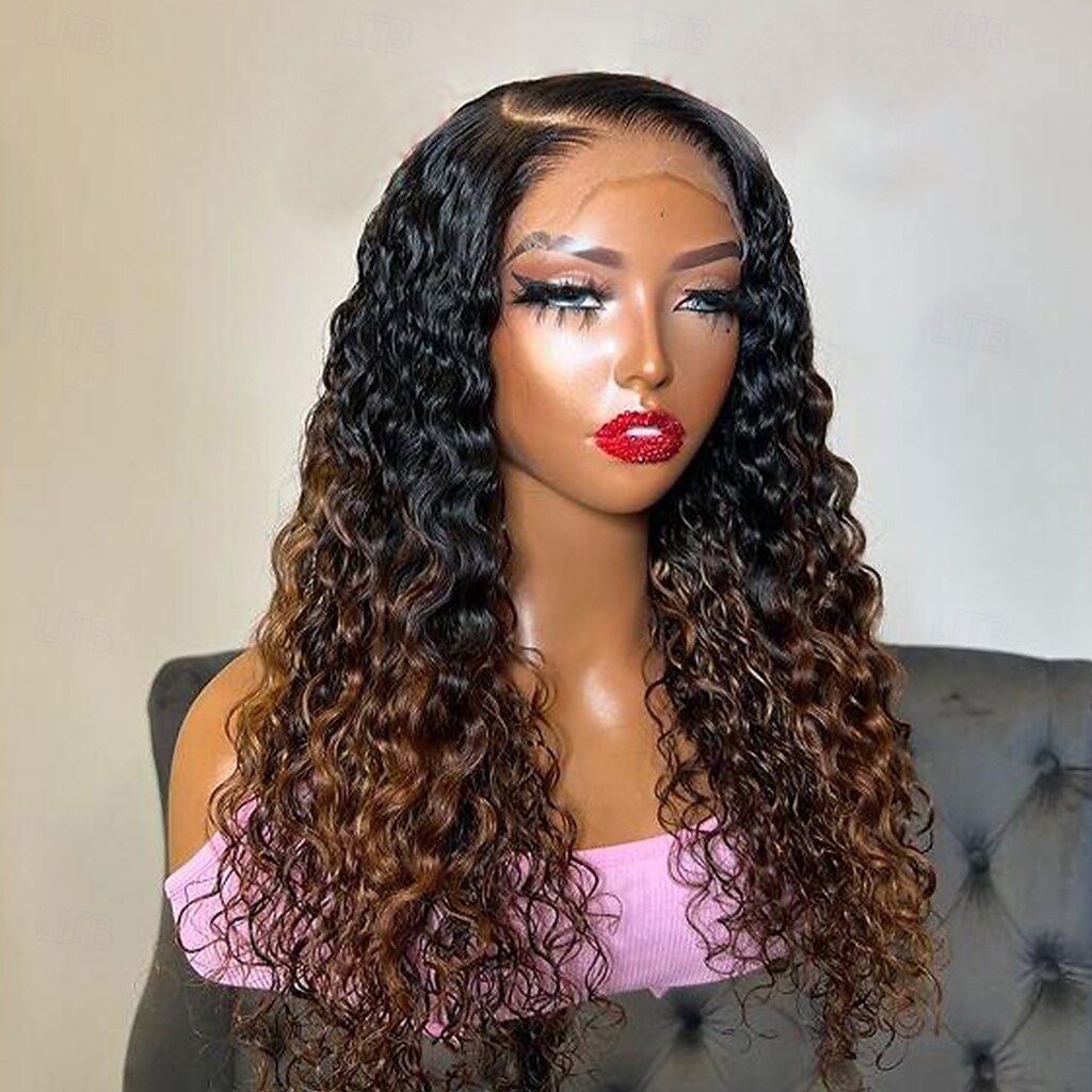 Unprocessed Virgin Hair 13x4 Lace Front Wig Free Part Brazilian Hair Curly Multi-color Wig 130% 150% Density with Baby Hair Ombre Hair For Women wigs for black women Long Human Hair Lace Wig 2025 - $218.19 –P1