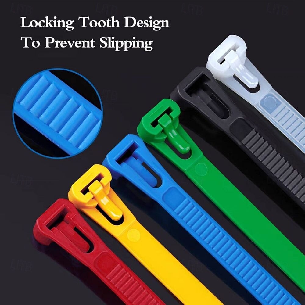 100 fascette fermacavi in nylon autobloccanti riutilizzabili 5×300mm - fascette fermacavi regolabili resistenti con design a fibbia per fissare cavi, fili del 2025 a $12.49 –P1