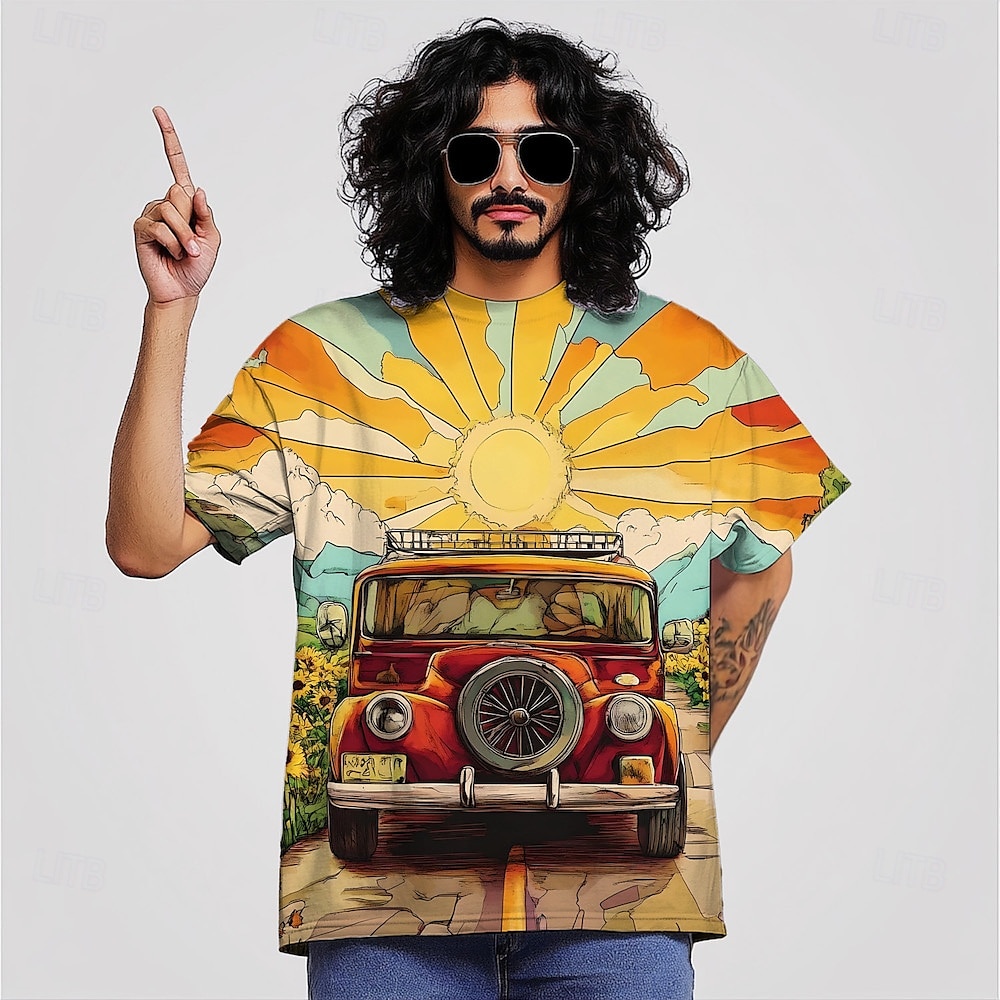 Hippi mexikói afrikai Póló Tie-Dye póló 3D Csomózott színezés 80-as évek Retro Vintage 1980-as évek 1970-es évek Kompatibilitás Férfi Felnőttek Álarcos mulatság 3D nyomtatás Alkalmi / Napi 2025 - $15.49 –P5