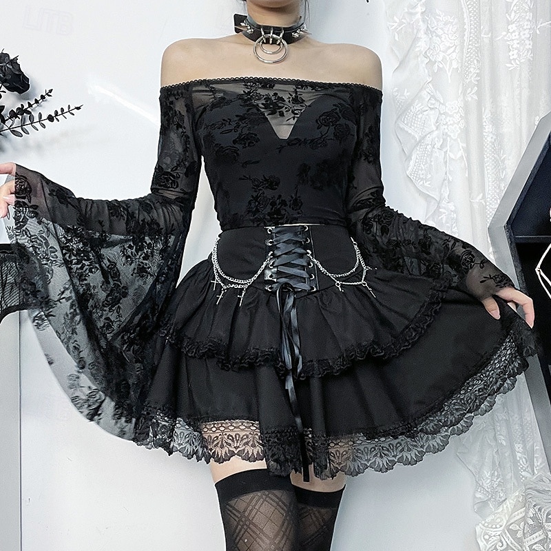 Gothique Steampunk Jupe Bal Masqué Fille gothique Femmes Mascarade Soirée Adulte Jupe de 2025 ? $32.99 –P5