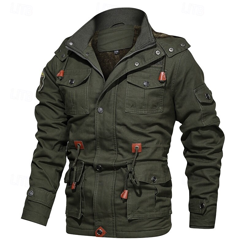 Hombre Chaqueta Softshell Chaqueta para senderismo Invierno Al aire libre Forro Polar Templado Chaqueta cortavientos Viaje Negro Verde Ejército Caqui 2025 - $59.99 –P4