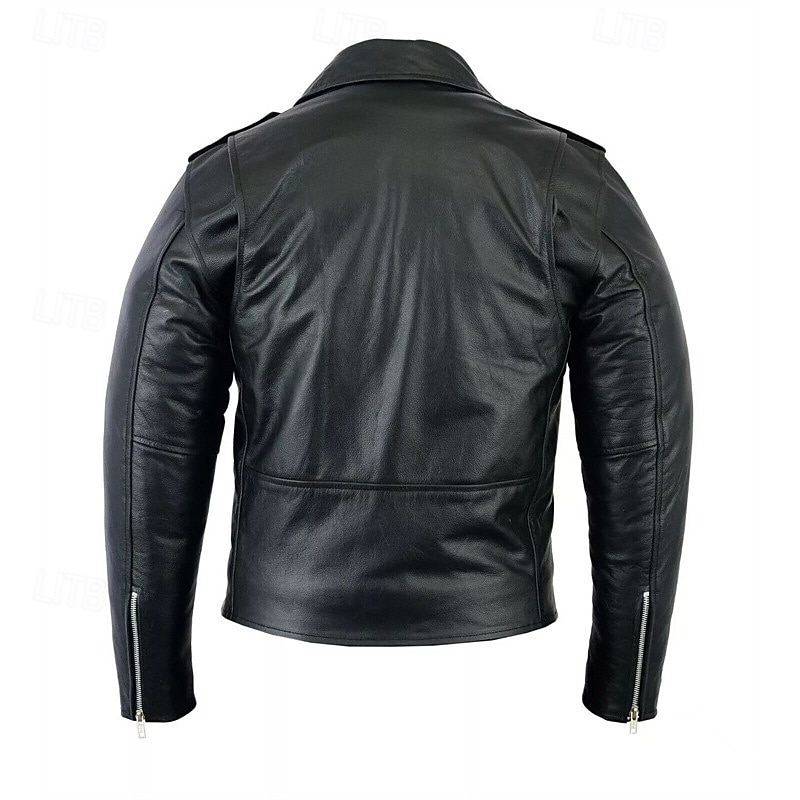 Men's Faux Leather Jacket Transition Jacket Biker Jacket Negan Leather Jacket Daily Vacation Windproof Warm Pocket Fall & Winter Plain Fashion Classic Lapel Regular Black Jacket 2026 - $48.99 –P7