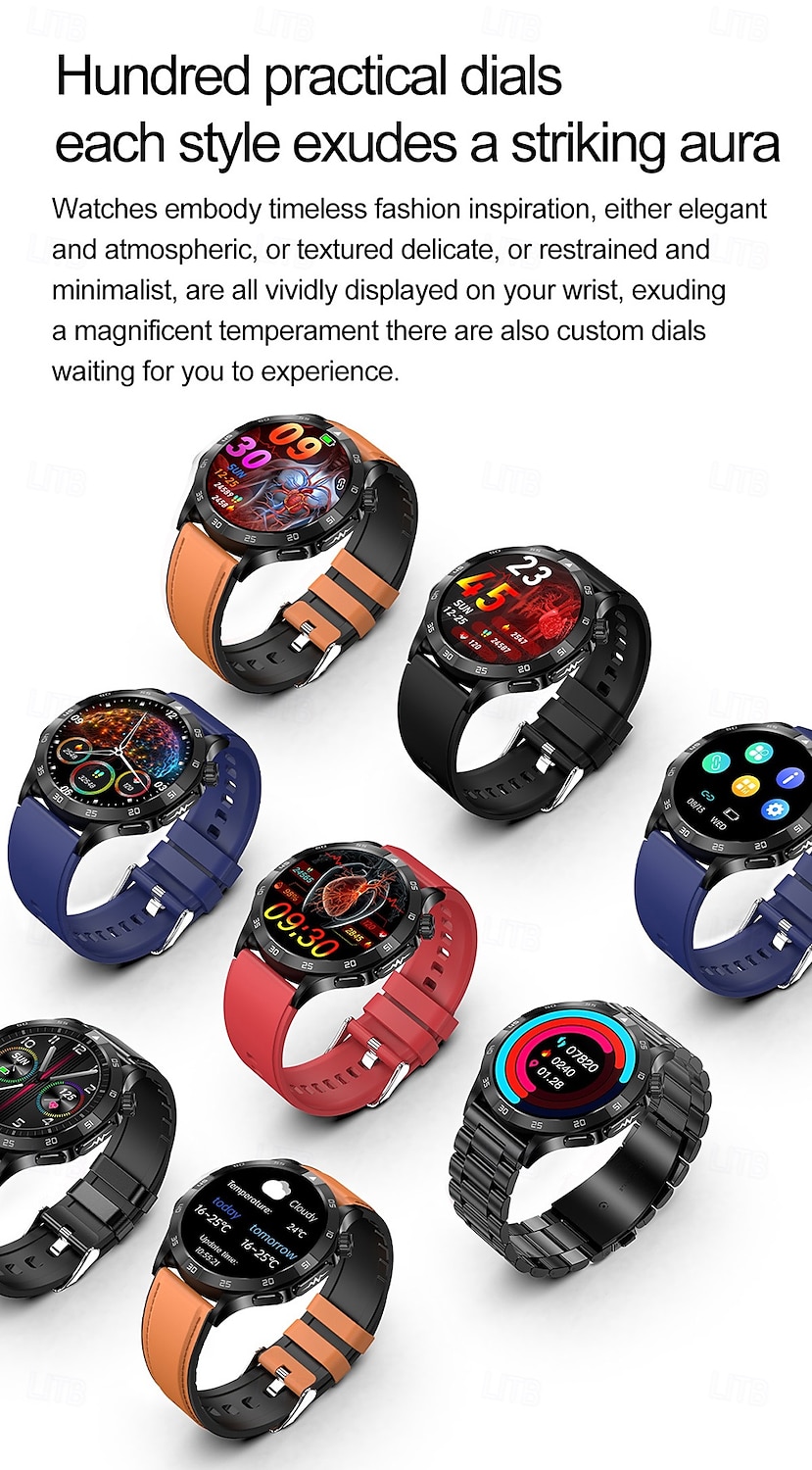 2025年 iMosi ET381 スマートウォッチ 1.43 インチ スマート·ウォッチ ブルートゥース ECG + PPG 温度監視 歩数計 と互換性があります Android iOS 女性 男性 ハンドフリーコール 防水 メディアコントロール IP 67 46mmの時計ケース  コレクション – $79.79 –P18