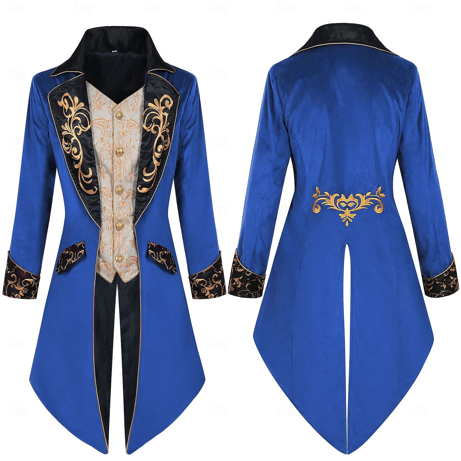 Vintage Punk e gótico século 18 Casaco Traje Cosplay Smoking Feira Ren Vampiros Cavalheiro Bordado Homens Real Steampunk Dia Das Bruxas Carnaval Baile de Máscaras Espetáculo feira renascentista LARP de 2025 por $66.99 –P5