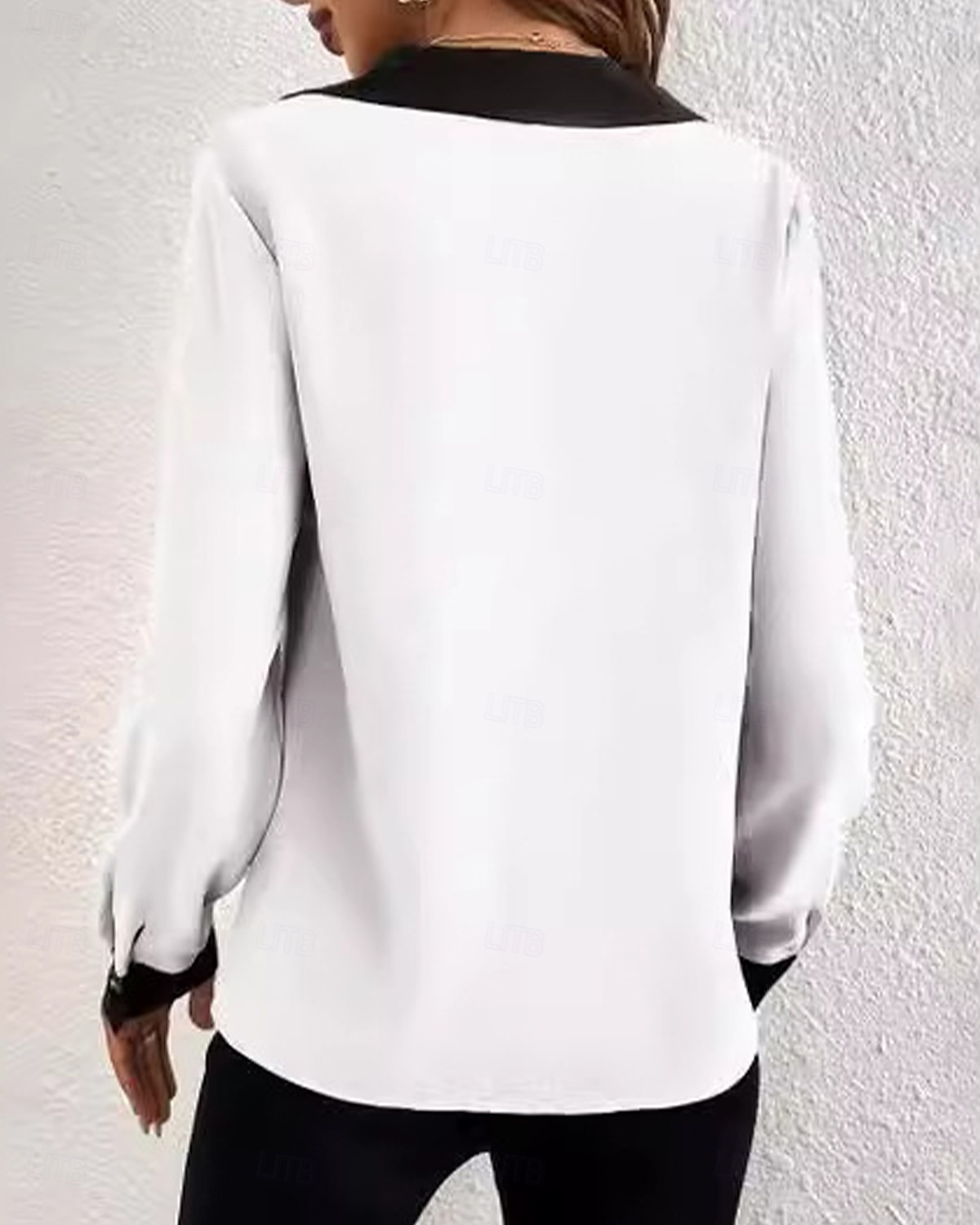 Damen Hemd modern Langarm Regular Tops Hemdkragen Arbeit schwarz weiß grün khaki Frühling Herbst Winter 2025 - $27.99 –P3