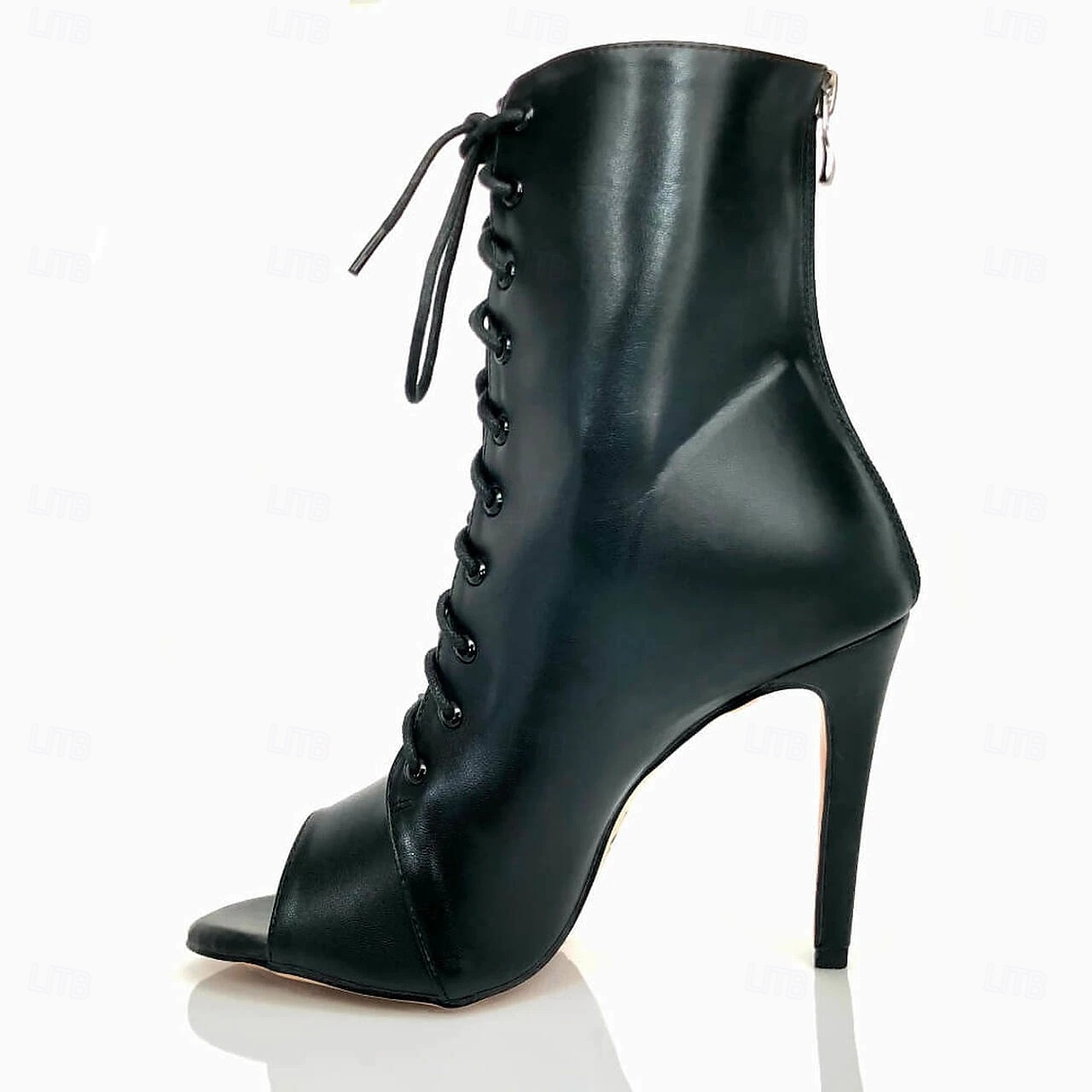Schwarze Tanzstiefel mit Schnürung und Peep-Toe für Damen mit Stilettoabsatz, stylische High Heels für Standard- und lateinamerikanische Tänze 2025 - $69.99 –P3