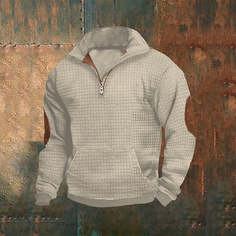 Pánské Mikina Waffle mikina Čtvrtletní mikina na zip Černá Námořnická modř Khaki Světle šedá Šedá Poloviční zip Barevné bloky Slátanina Rýhovaný Přední kapsa Sporty a outdoor Denní Dovolená Polyester 2026 - $31.99 –P6