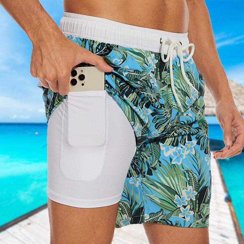 Homens Calção Justo de Natação Shorts de Natação Bermuda de Surf Bolsos Com Cordão Cintura elástica Com forro de compressão Calção Ao ar livre Praia Piscina Secagem Rápida Leve Macio Natação Praia de 2025 por $20.99 –P1