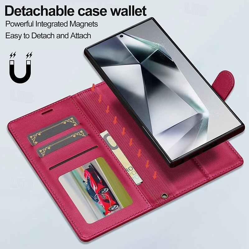 Phone Case For Samsung Galaxy S24 Ultra Plus S23 Ultra Plus S22 Plus  Ultra S21 FE A55 A35 A25 A15 5G A54 A34 A14 S20 FE S25 Ultra Back Cover Wallet Case with Stand Holder Detachable with Wrist Strap 2025 - $21.99 –P3
