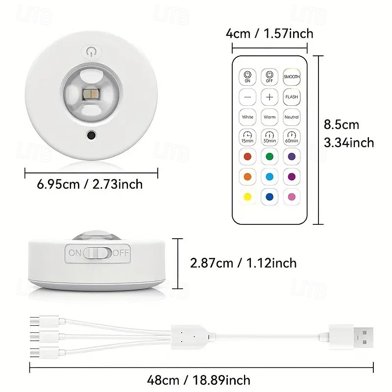 Rechargeable Magnetic RGB LED Cabinet Light with Remote Control Picture Light 12 Color Options Indoor Light for Cabinets and Display Cases USB Rechargeable Xmas Halloween Home Decorative Lamp 1/3Pcs 2025 - $14.49 –P1