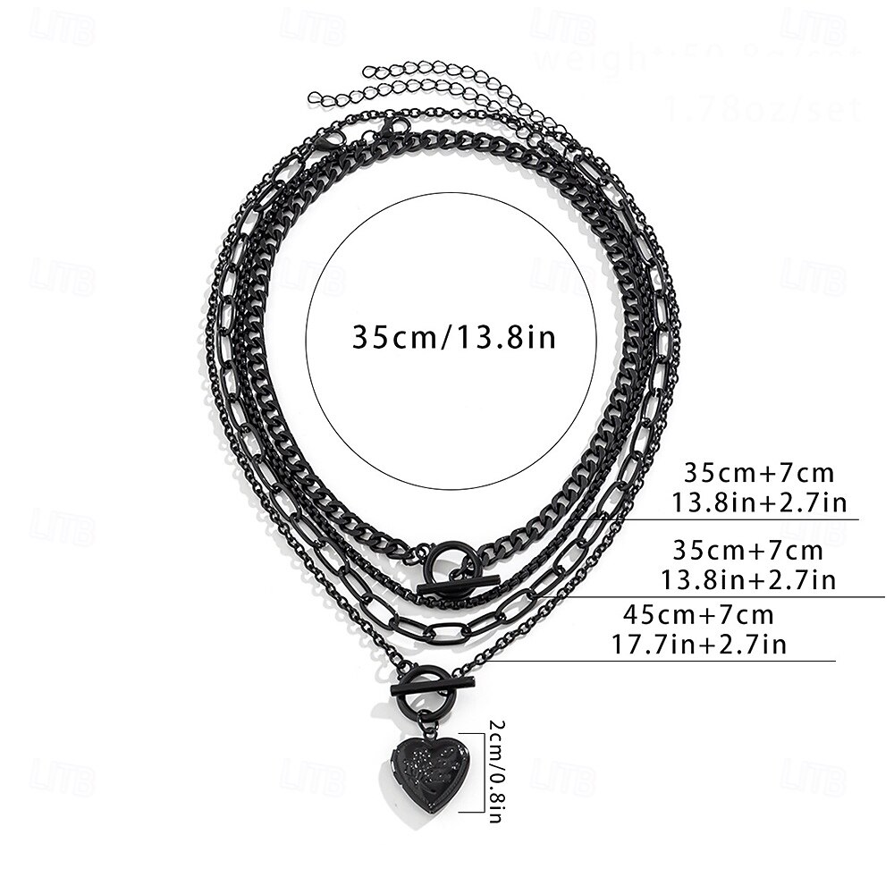 Choker Necklace Chrome Women's Punk Vintage Fashion Layered Heart Star Geometric Heart Shape Necklace For Party Halloween Street 2025 - $15.99 –P1