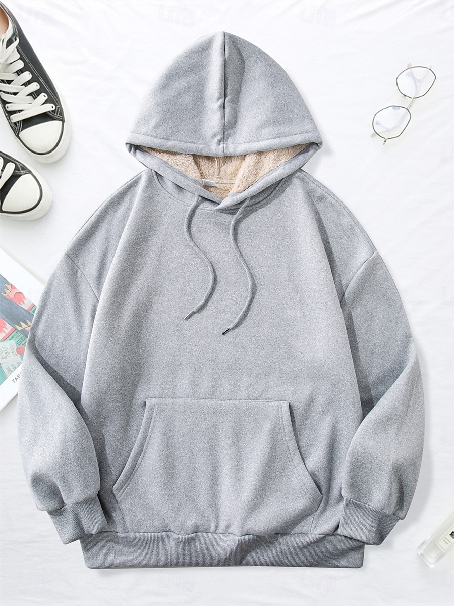 dámská mikina mikina fleece plain street denní nošení kapsa ležérní comfrt mikina s kapucí dlouhý rukáv mikroelastický podzim zima podzim & zimní comfrt prodyšná měkká tkanina 2025 - $36.99 –P7