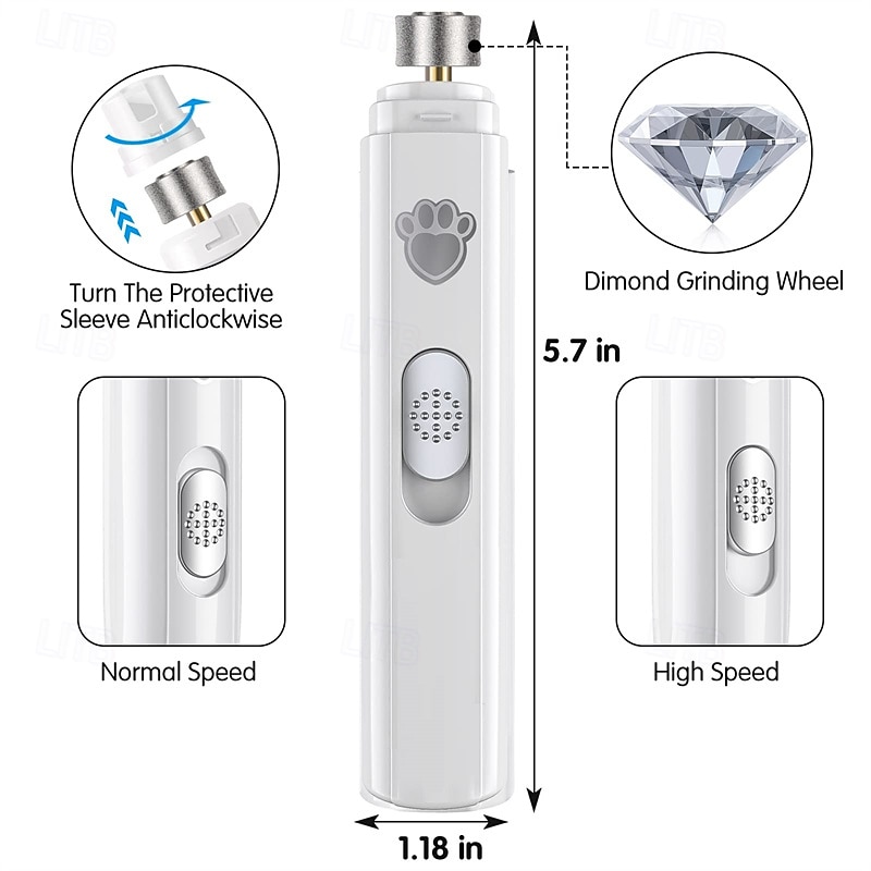 hondennagelvijl 2-snelheden oplaadbare hondennageltrimmers voor grote en middelgrote &kleine honden upgrade professionele elektrische huisdier poten verzorging stille puppy verzorgingstool voor honden 2025 - $18.99 –P4