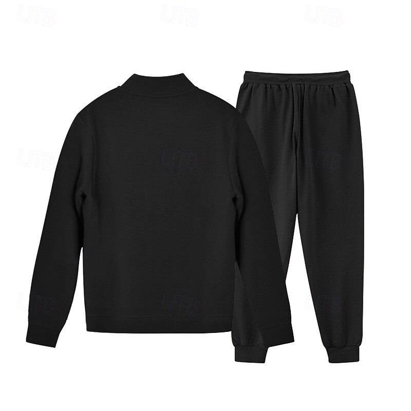 Herren Trainingsanzug Jogginganzug Sweatshirt mit durchgehendem Reißverschluss Marineblau Stehkragen Einfach 2 teilig Täglich Sport & Outdoor Ferien Polyester Streetwear Basic Lässig Frühling & Herbst 2026 - $40.99 –P17