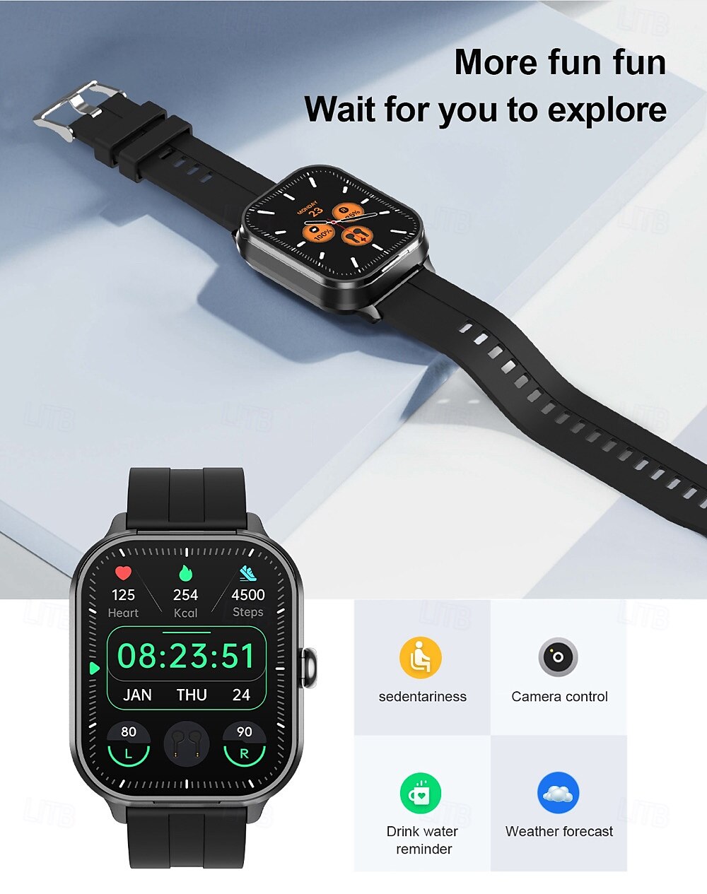 2025年 696 D8PRO スマートウォッチ 2.01 インチ スマートブレスレット ブルートゥース 歩数計 着信通知 睡眠サイクル計測器 と互換性があります Android iOS 男性 ハンドフリーコール メッセージ受信通知 イヤフォン付き時計 IP 67 42mmウォッチケース コレクション – $56.99 –P18