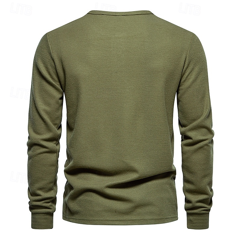 Hombre Camiseta con botones Camiseta Henley Shirt Tee Manga Larga Henley Primavera & Otoño Plano Moda Design Básico Vacaciones Calle Noche Negro Blanco Gris oscuro Camiseta superior para hombre 2025 - $10.39 –P13
