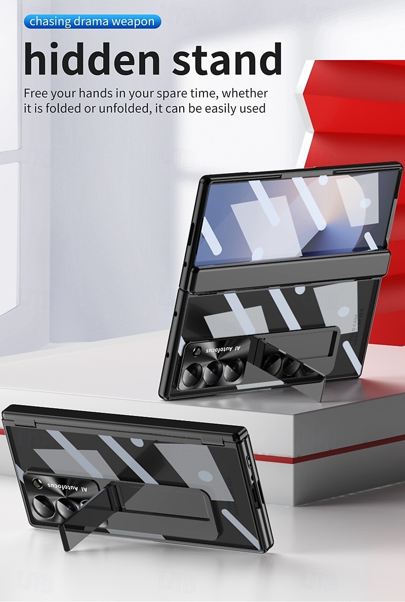 телефон Кейс для Назначение SSamsung Galaxy Z-образный сгиб 7 Z-сгиб 6 Z Fold 5 Z Fold 4 Z Fold 3 Кейс на заднюю панель со стендом и протектор экрана Полная защита тела Ретро броня ПК Металл 2025 - $25.99 –P10