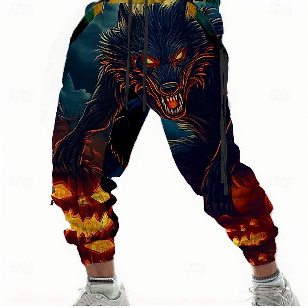 Loup Décontractées Homme Joggings Pantalon Jogger Pantalon Poche Taille médiale Taille élastique avec cordon de serrage Soirée Printemps Automne Hiver 3D effet Standard Micro-élastique de 2025 ? $29.99 –P1