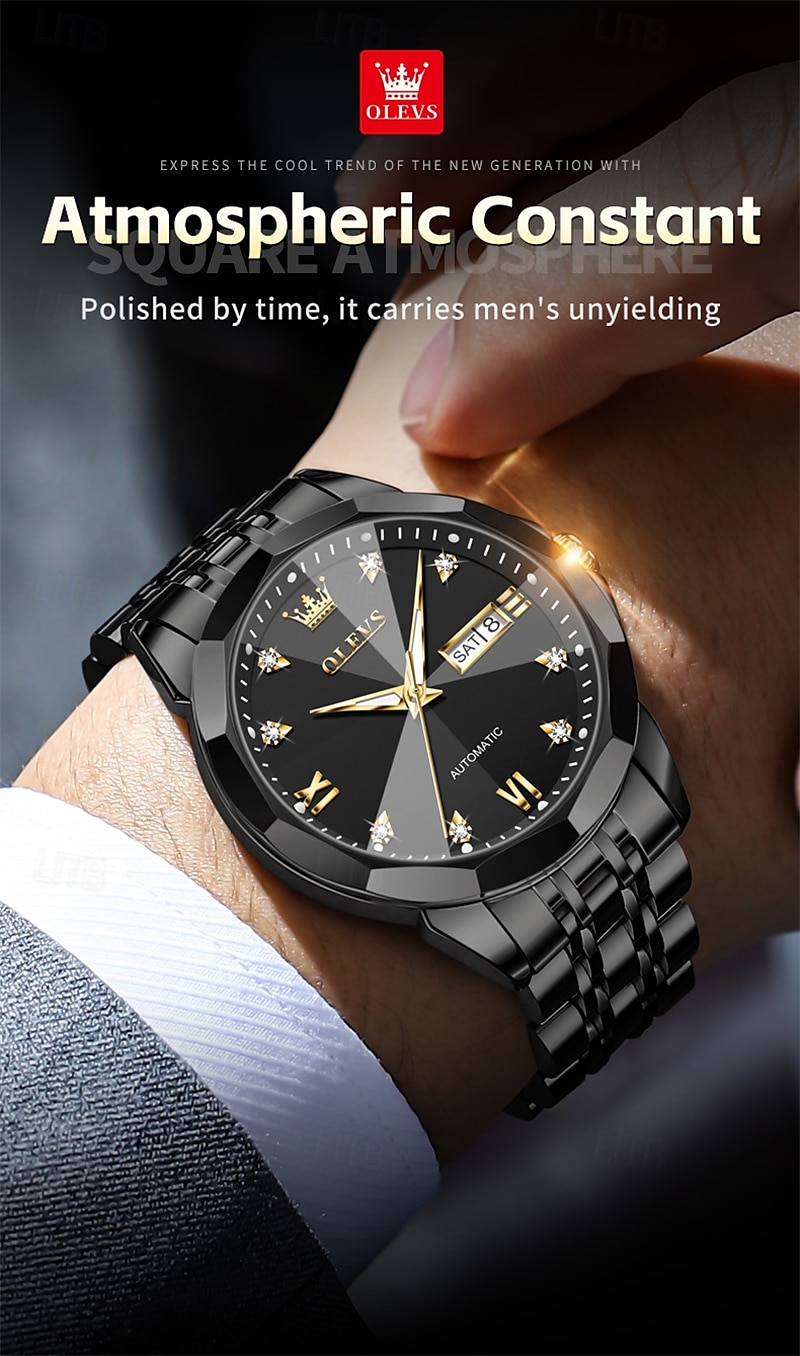 New Olevs Olevs Brand Fashion Trend Men'S Business Watch Decorative Luminous Calendar Week Display Automatic Mechanical Watch Leisure Waterproof Sports Watch 2025 - $74.99 –P13