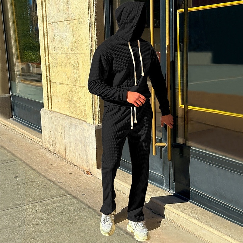 Per uomo Felpa con cappuccio Tuta Da Ginnastica Tuta da ginnastica Nero Bianco Verde militare Cachi Grigio scuro Con cappuccio Liscio A cordoncino 2 pezzi Tasca frontale Sportivo Giornaliero Per del 2025 a $39.99 –P12
