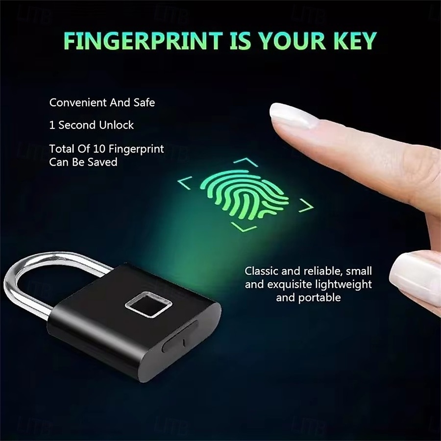 Fingerprint Lock Keyless Waterproof Anti-Theft Smart Lock Fingerprint Padlock Zinc Alloy Intelligent Safety Electronic DoorLock 2025 - $28.99 –P7